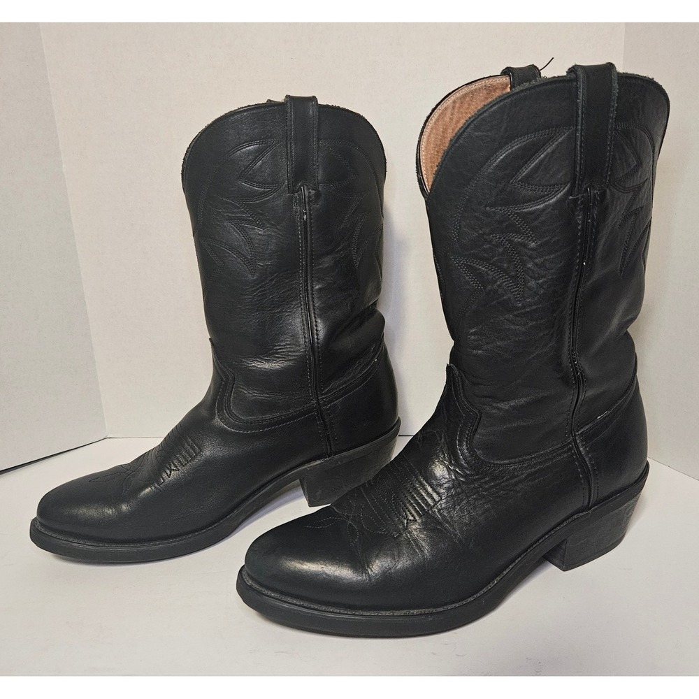 Durango Mens Black Leather Western Cowboy Boots TR760 Size 10 EE Wide Ranch